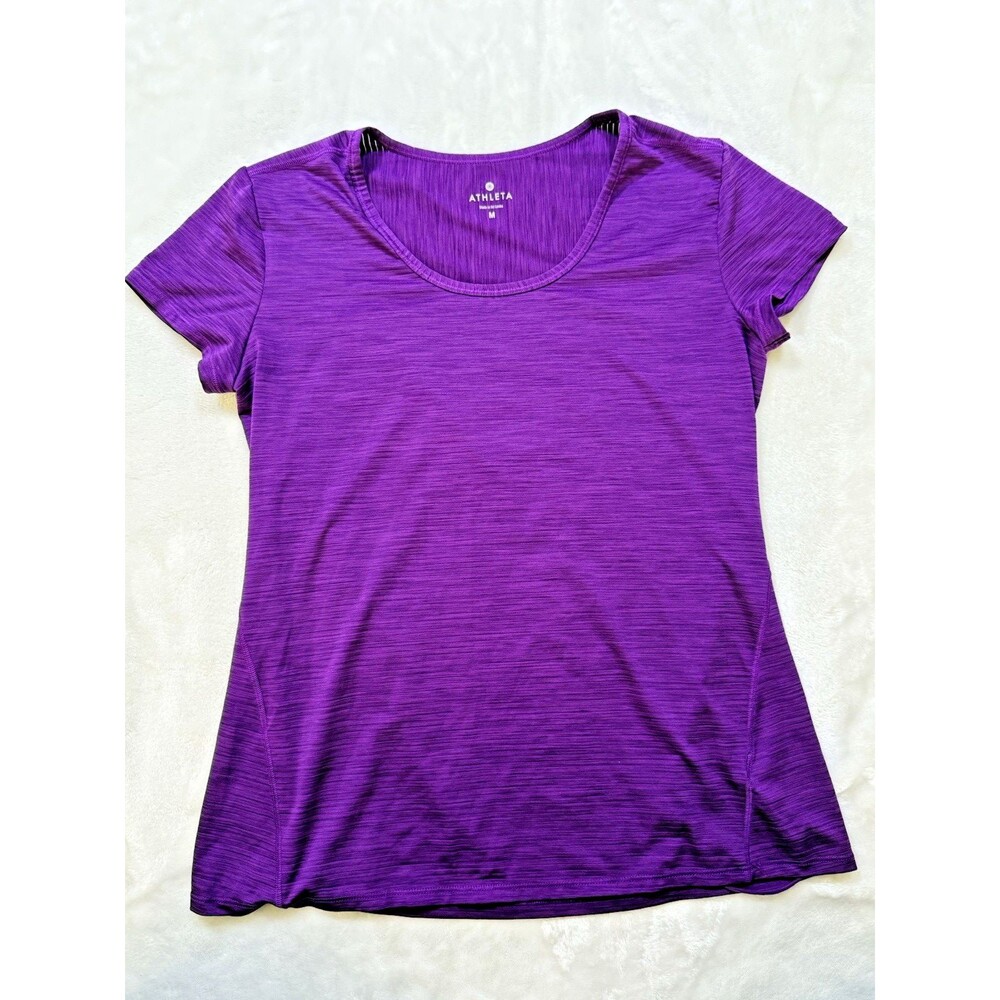 Athleta Lightweight Purple Relaxed Fit Short Sleeve Crew Neck T-Shirt - M